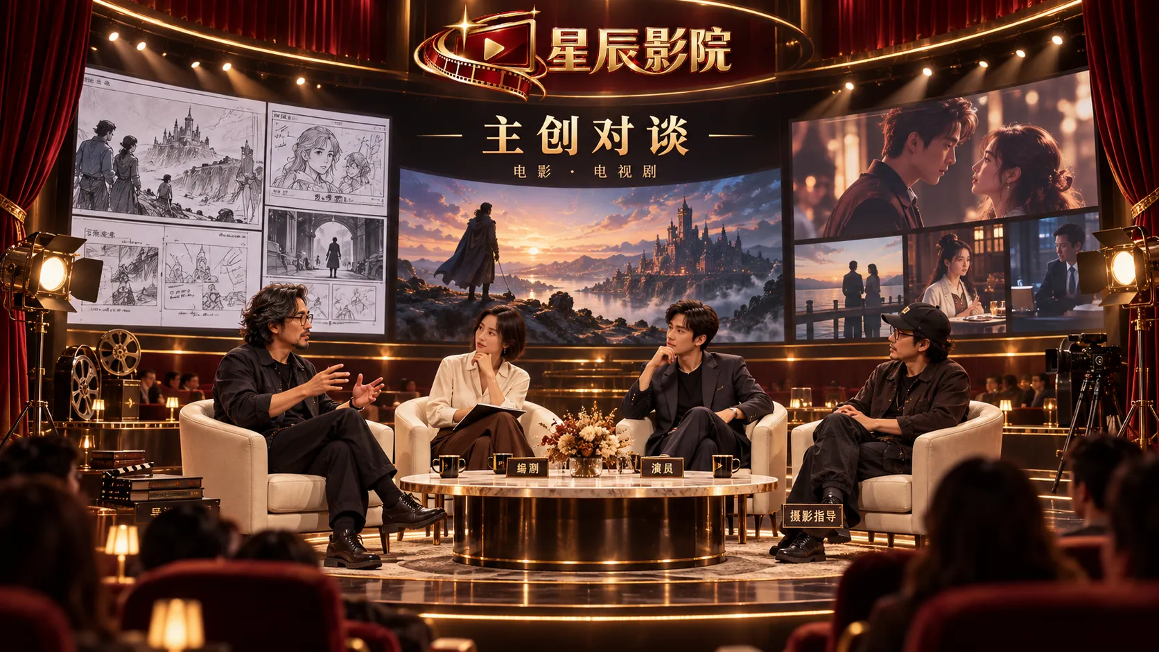 影视主创公开对谈与作品交流场景